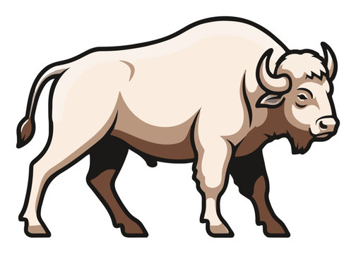 African buffalo vector side view illustration. Generative AI