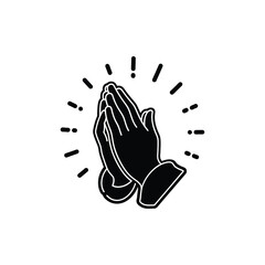 Obraz premium Hands clasped in prayer with lines radiating outward from palms