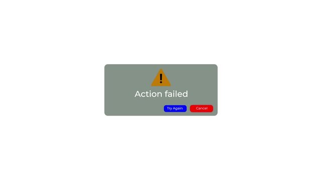 error dialog box with floating alert symbol animation.
