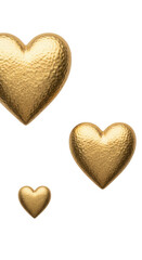 Fototapeta premium Gold heart shapes in various sizes isolated on transparent background