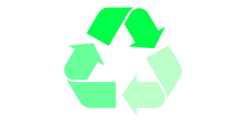 Obraz premium A clean vector illustration of a green recycling symbol icon on a white background, representing an eco-friendly nature conservation sign and waste reuse concept for environmental protection