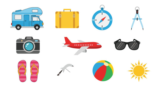 Travel Vacation Summer Holiday Icons.