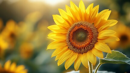 Obraz premium Close up of the sunflower background towards the mouth