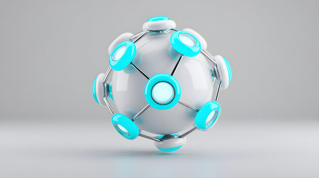 Futuristic sphere abstract technology digital network blue glow white background 3d render minimal design modern concept sci fi shape innovation idea Futuristic sphere abstract technology digital