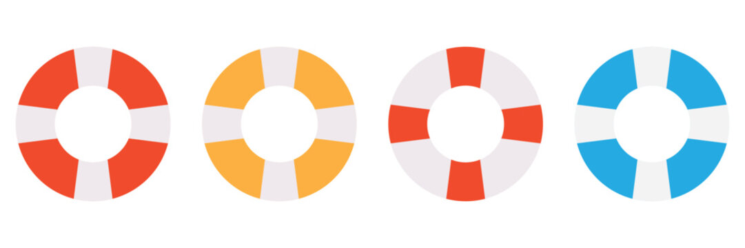 Lifebuoy Icon Set &ndash; Nautical Safety Life Preserver Ring Vector Collection in Solid, Outline and 
Hand Drawn Styles