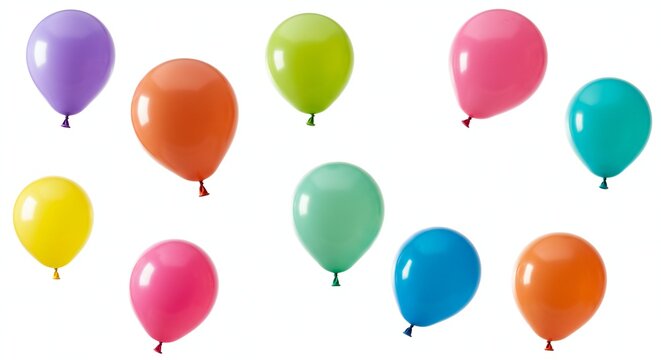 Colorful balloons float freely in the air indoors