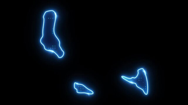 Neon Stroke Map Animation of COMOROS with Glowing Light Effects