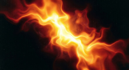 Fototapeta premium Vibrant orange and yellow flames burning brightly on a dark with warm glowing embers white paper background,grunge film background