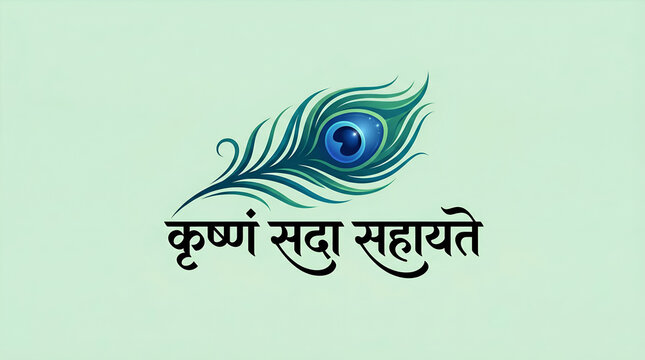 Krishna Sada Sahayate - "Krishna is always helping" Sanskrit Calligraphy mantra for Krishna Janmashtami