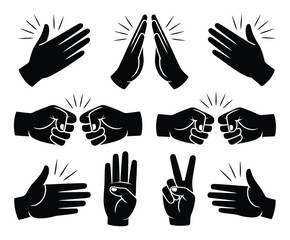 Obraz premium Collection of Black Silhouette Hand Gestures and
