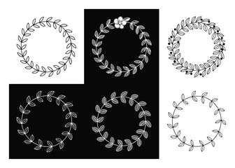Obraz premium Collection of Hand-Drawn Leafy Wreaths and Circular