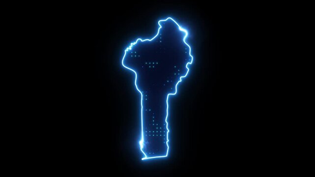 Neon Stroke Map Animation of BENIN with Glowing Light Effects