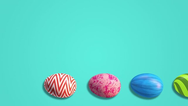 Happy ester day colorful eggs rolling in celebration