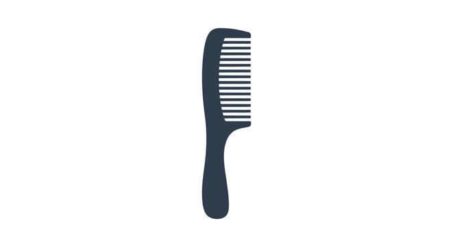 Dark blue wide-tooth comb on white background in simple minimalistic style for hair care