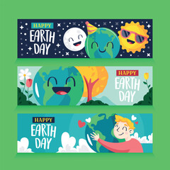 Fototapeta premium Happy earth day colorful illustrations of the planet and nature