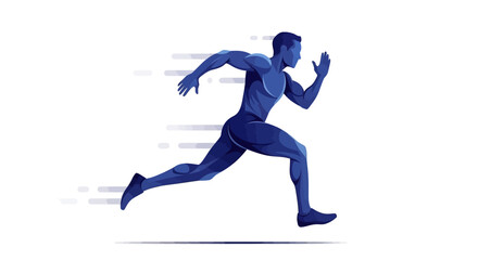 Obraz premium Man Running Fast on Track Field.