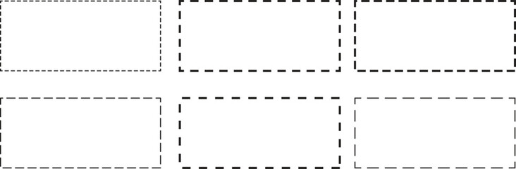 Obraz premium Dashed Rectangle Frames Set – Editable Outline Border Boxes Collection