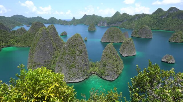 Luxury Tropical Paradise Wayag Islands Karst Lagoon Viewpoint in Raja Ampat, Southeast Asia