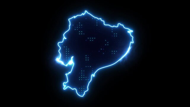 Neon Stroke Map Animation of ECUADOR with Glowing Light Effects
