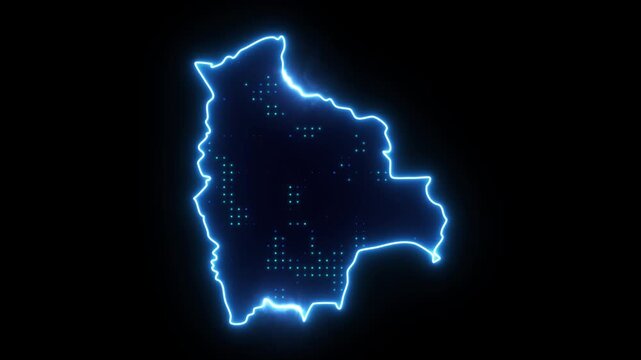 Neon Stroke Map Animation of BOLIVIA with Glowing Light Effects