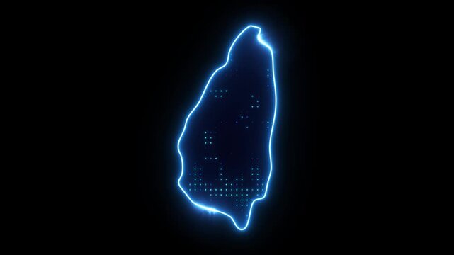 Neon Stroke Map Animation of SAINT LUCIA with Glowing Light Effects
