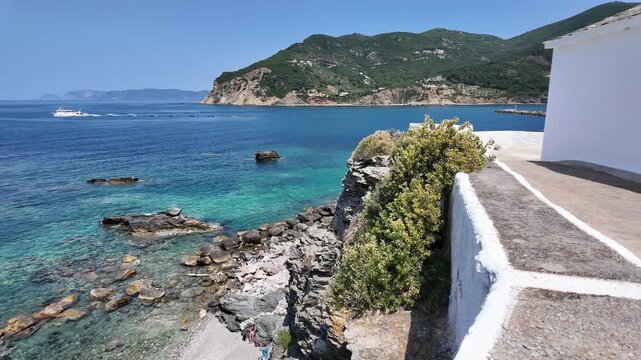 Amazing Panorama of Skopelos town, Sporades, Thessaly, Greece