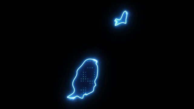Neon Stroke Map Animation of GRENADA with Glowing Light Effects