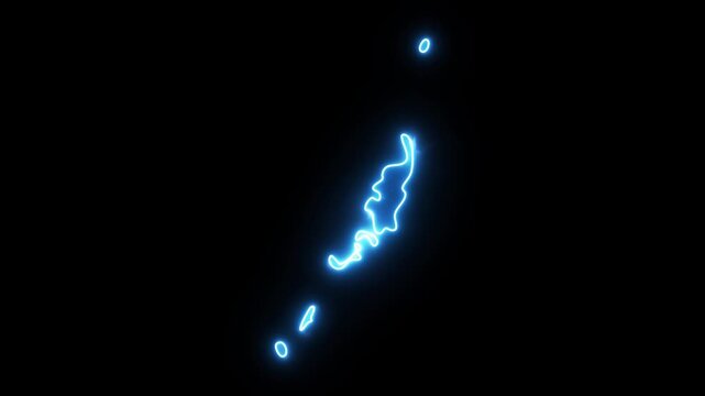 Neon Stroke Map Animation of PALAU with Glowing Light Effects