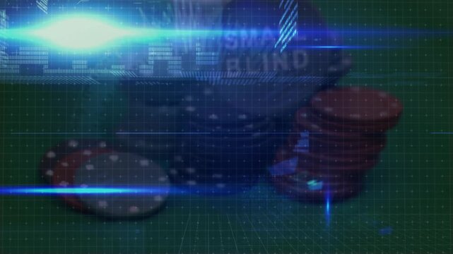 Animation of data processing over casino chips