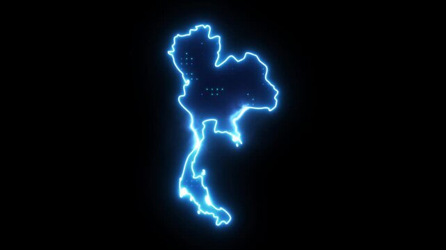Neon Stroke Map Animation of THAILAND with Glowing Light Effects