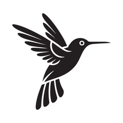 Fototapeta premium A stylized black silhouette of a hummingbird in mid flight