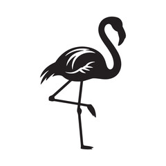 Obraz premium Elegant flamingo illustration a striking black silhouette of a wading bird