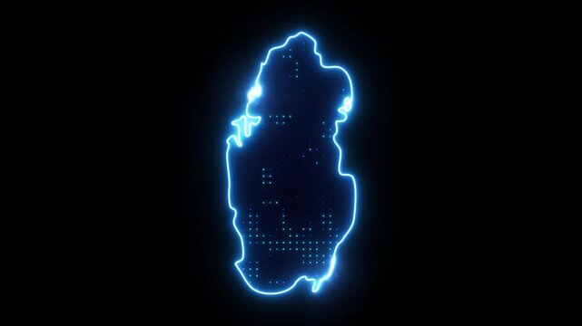 Neon Stroke Map Animation of QATAR with Glowing Light Effects