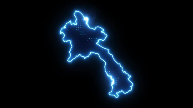 Neon Stroke Map Animation of LAOS with Glowing Light Effects