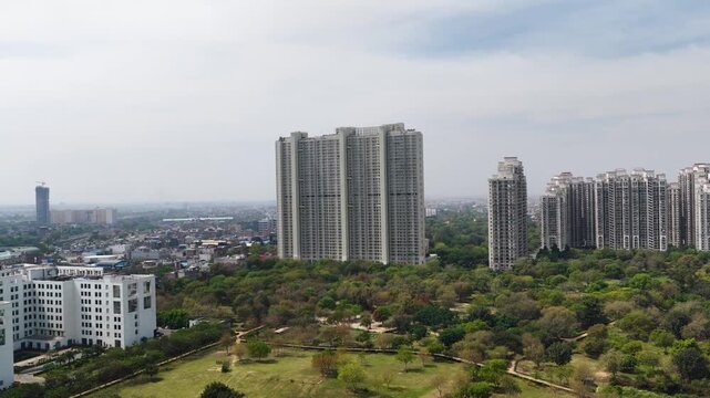 Aerial view of DLF Capital greens in moti nagar, new delhi, luxury residential society