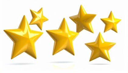 Obraz premium Three Yellow 3D Stars on White Background