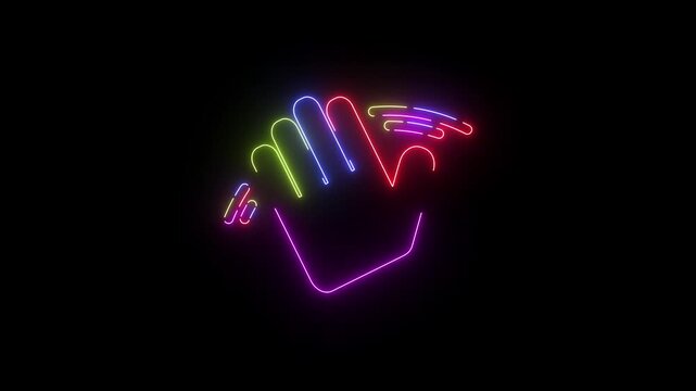 Hi Hello Bye neon line icon seamless loop