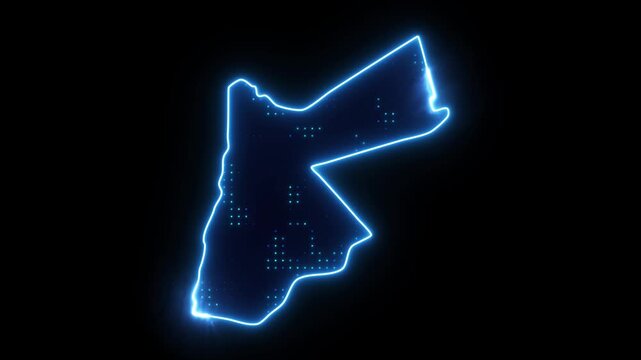 Neon Stroke Map Animation of JORDAN with Glowing Light Effects
