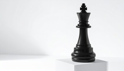 Fototapeta premium Black Chess King on White Pedestal