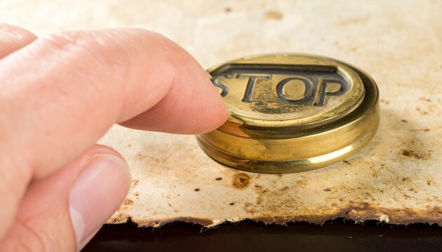 Vintage Metallic Stop Button Pressed