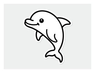 Obraz premium Black and White Dolphin Vector Illustration