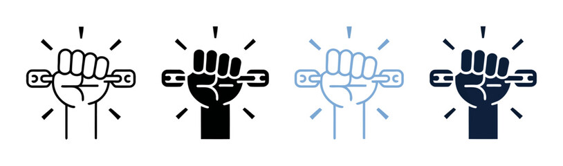 Fototapeta premium Breaking Free Fist Breaking Chain Vector Illustration
