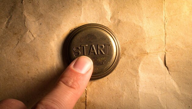 Metallic Start Engraved Button Closeup