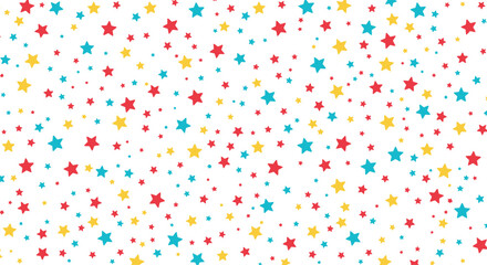 Custom vertical slats with your photo Playful seamless pattern of small colorful stars in red, yellow, and blue scattered across a bright white background for kids and parties.