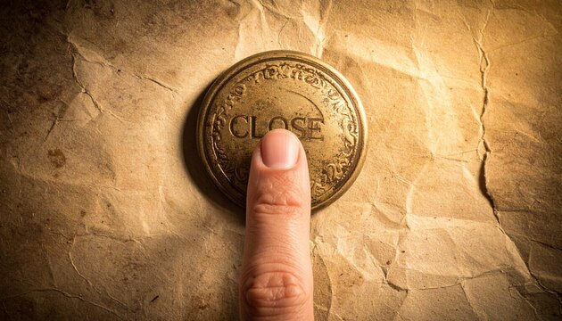 Ornate Brass Close Button Pressed