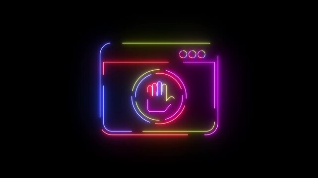 Restricted access neon line icon seamless loop