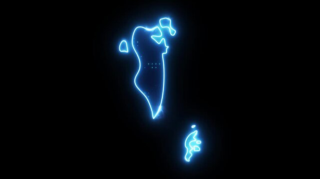 Neon Stroke Map Animation of BAHRAIN with Glowing Light Effects