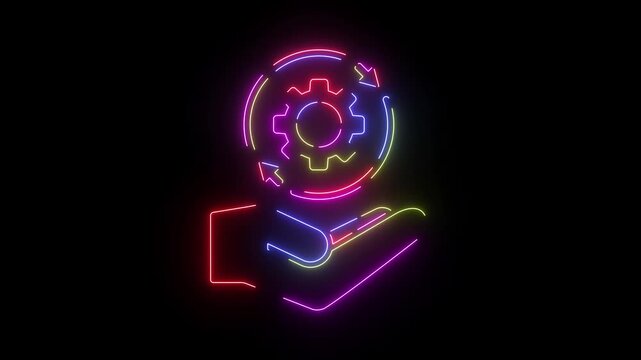 Time settings neon line icon seamless loop