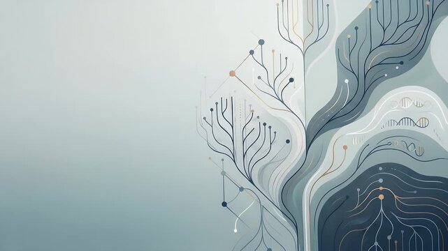 Refined wallpaper design featuring minimalist abstract elements inspired by human genetic diversity with broad empty space for academic overlays and digital annotations supporting advanced population 