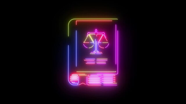 Justice scales neon line icon seamless loop